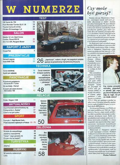 Auto International numer 3/1994 spis treści